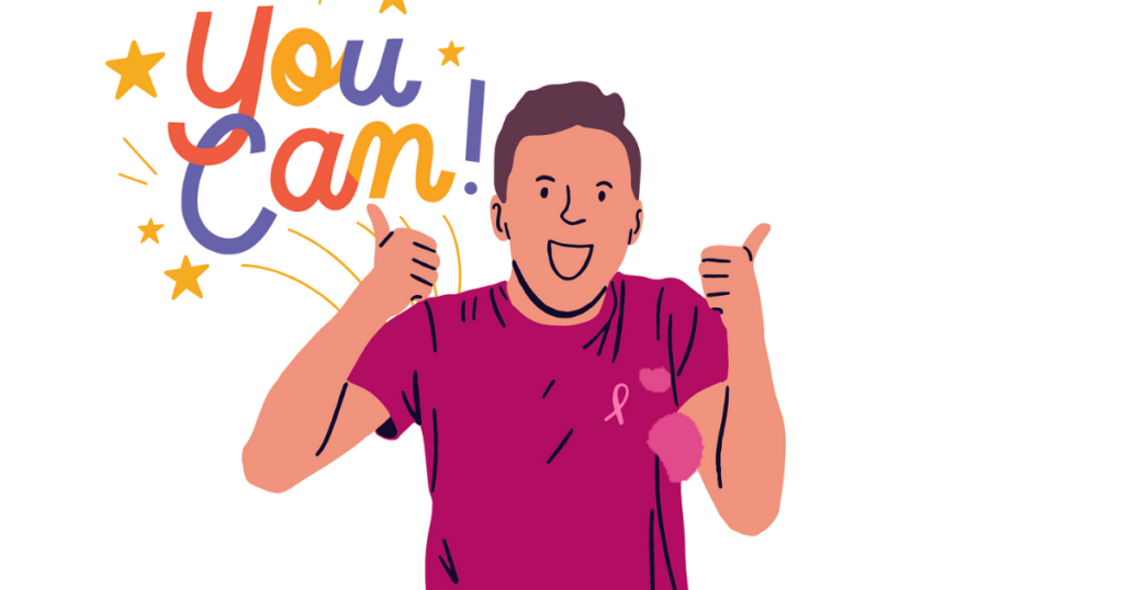 「You Can!」の文字とともに、笑顔で両手の親指を立てて励ます男性のイラスト