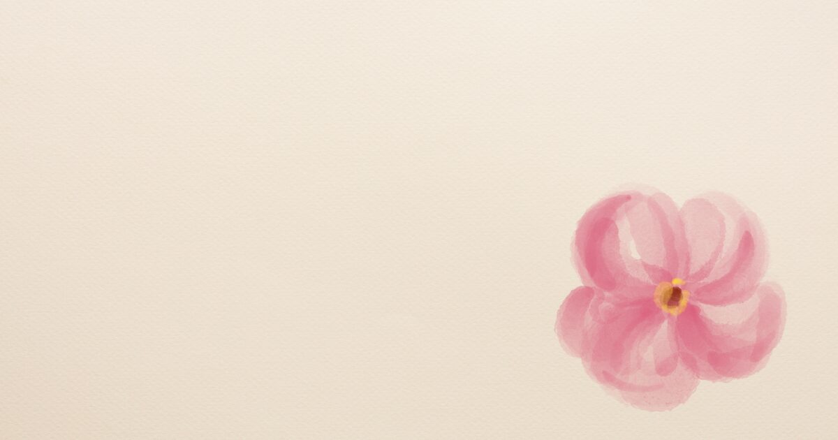 和紙色の背景色に一輪の花の絵がデザインされた画像