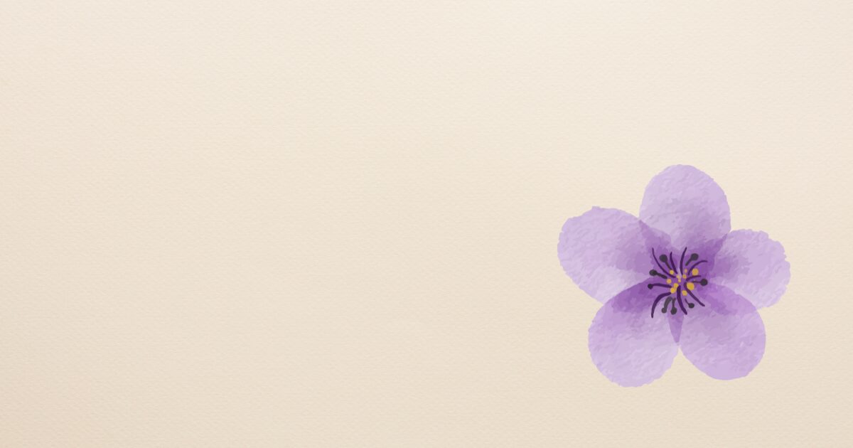 和紙色の背景色に一輪の花の絵がデザインされた画像