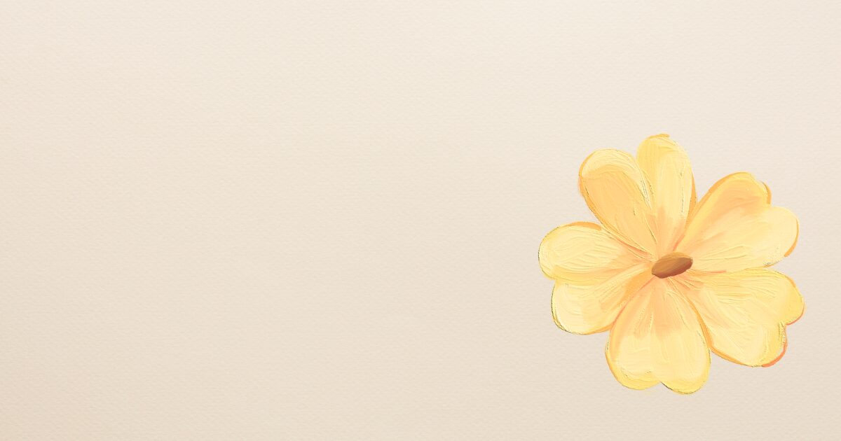 和紙色の背景色に一輪の花の絵がデザインされた画像