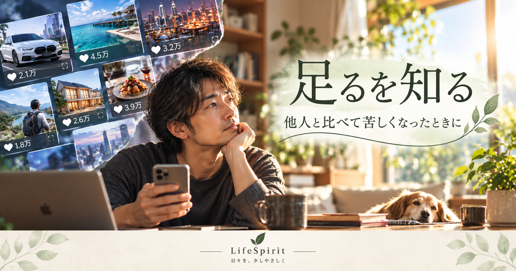 足るを知る｜SNSで他人と比べる男性と今ある穏やかな暮らし